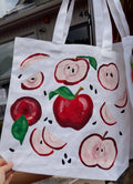 Apple Tote - Hand Painted Large Tote Bag