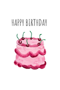 Cherry Cake Happy Birthday - 4x6 Card Print
