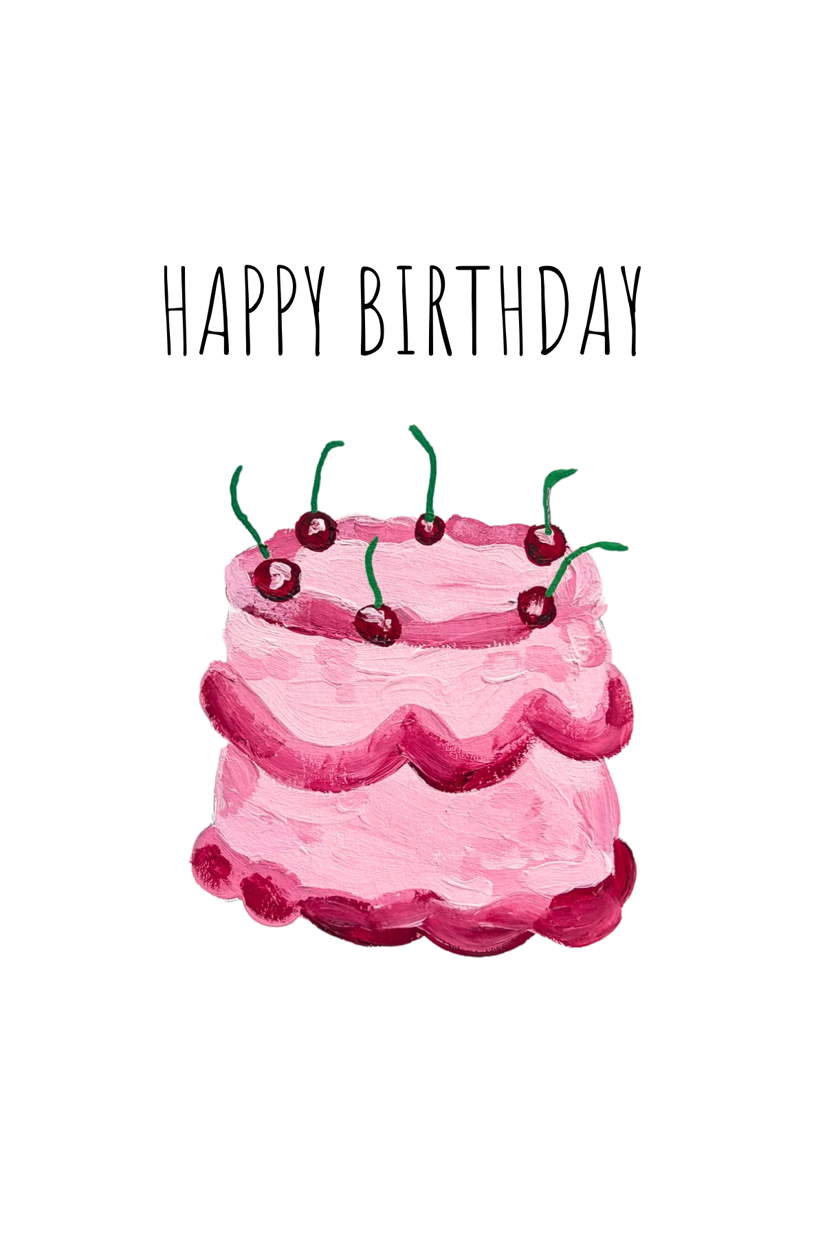 Cherry Cake Happy Birthday - 4x6 Card Print