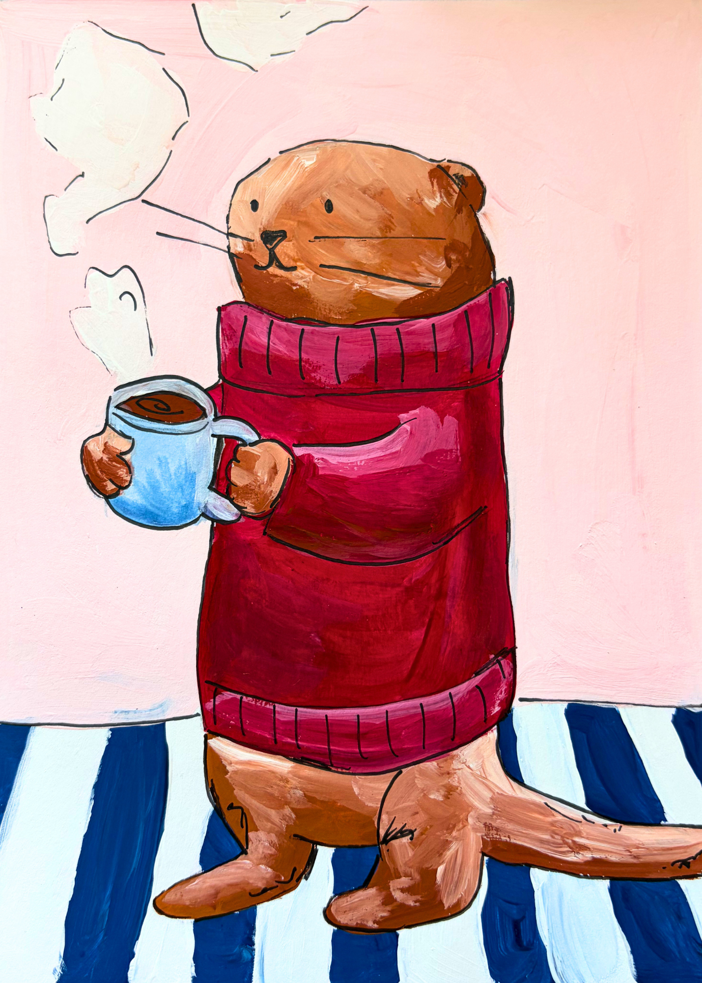 Otters Love Coffee - 5x7 Art Print