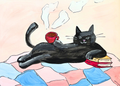 Cats Love Coffee - 7x5 Art Print